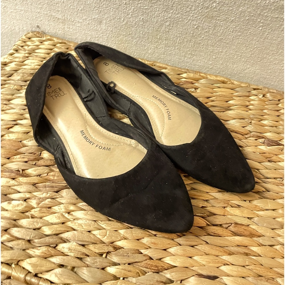Womens black microsuede flats